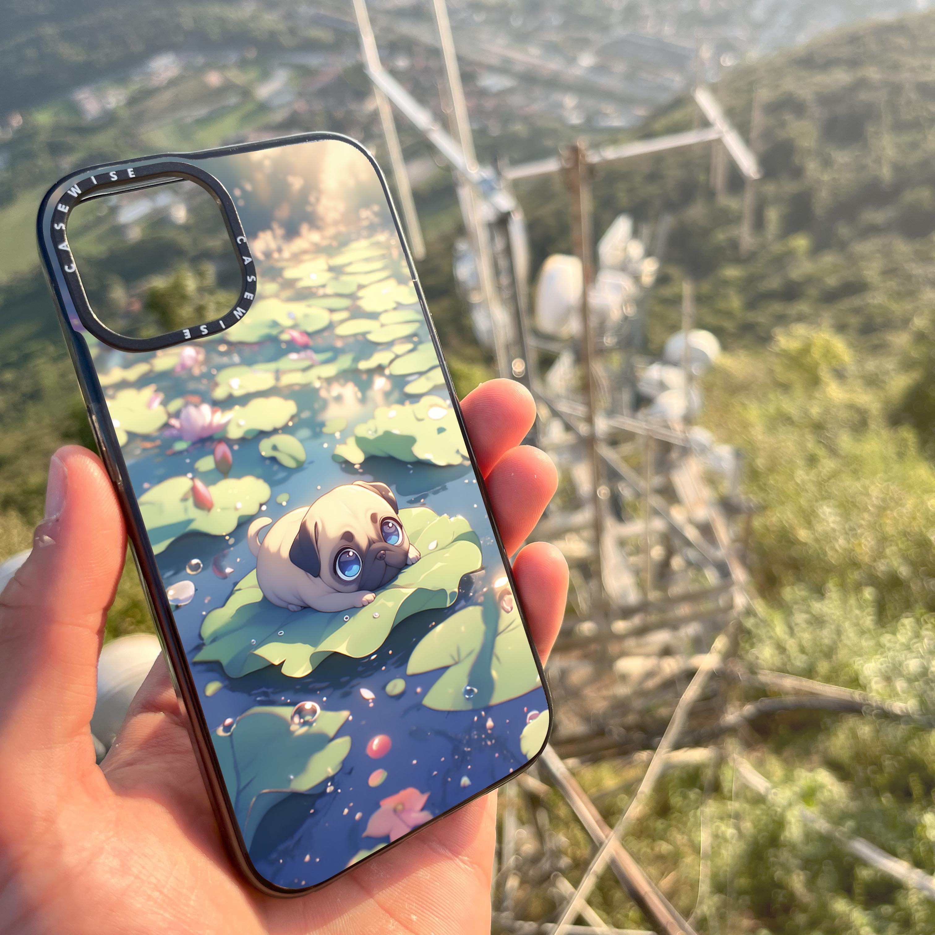 Cute Pug on Sea Rose - Etui