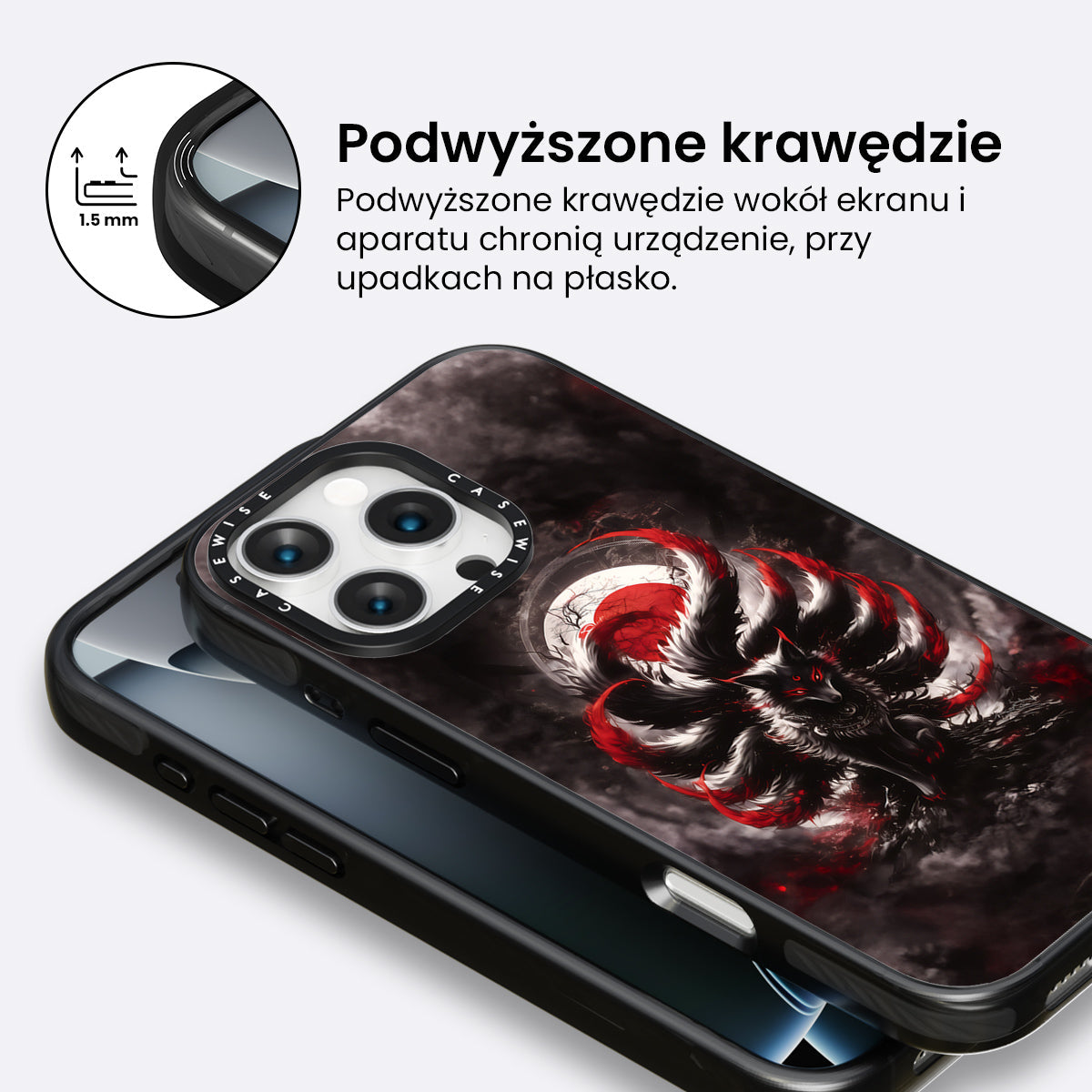 Black and Red Kitsune Fox - Etui