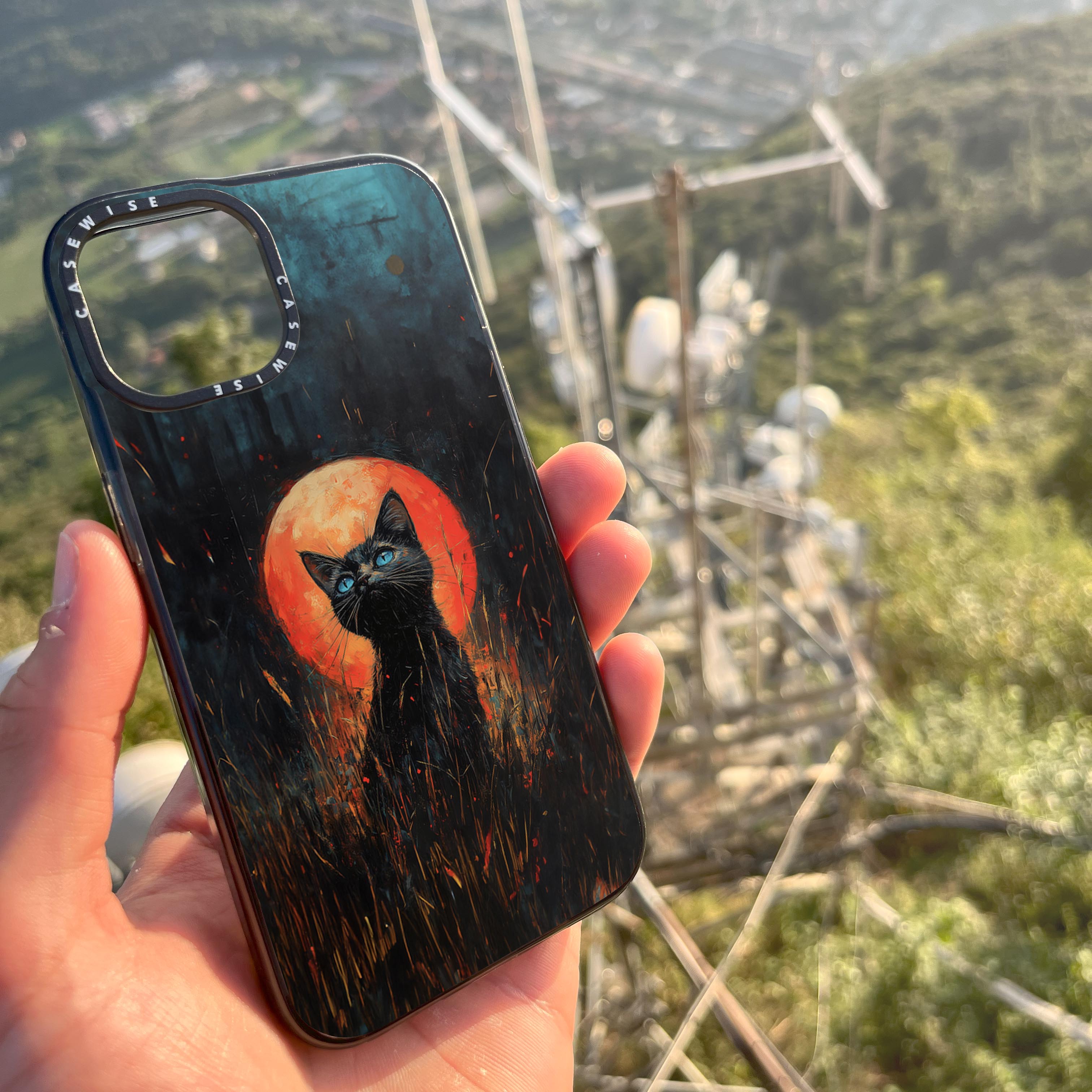 Red Moonlight Black Cat - Etui