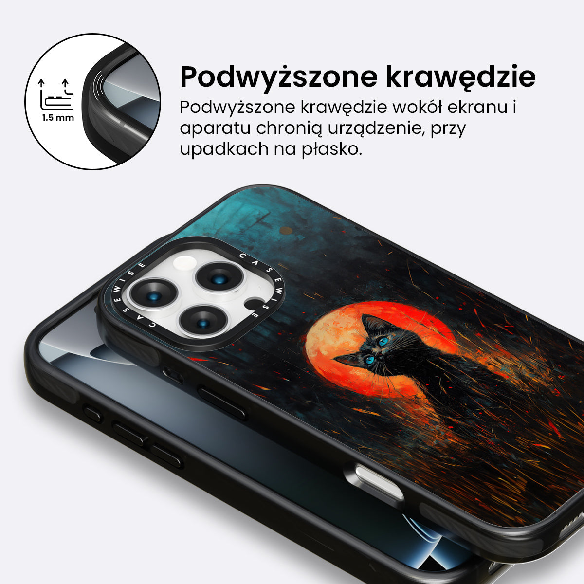 Red Moonlight Black Cat - Etui