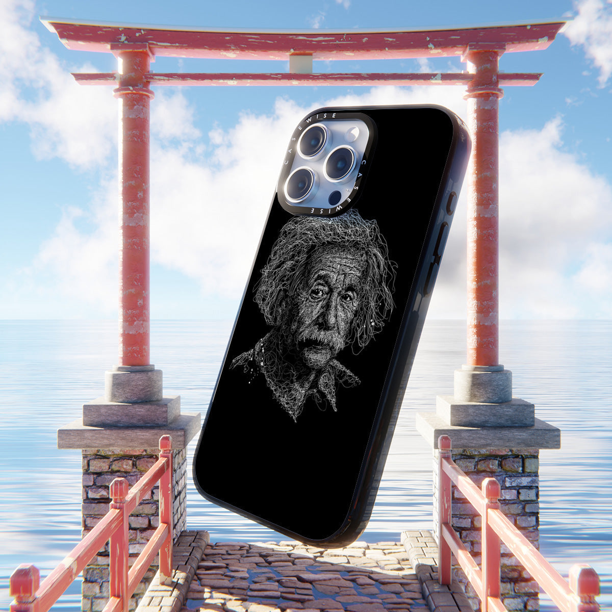 digital scribble art design inspired by albert einstein - Etui
