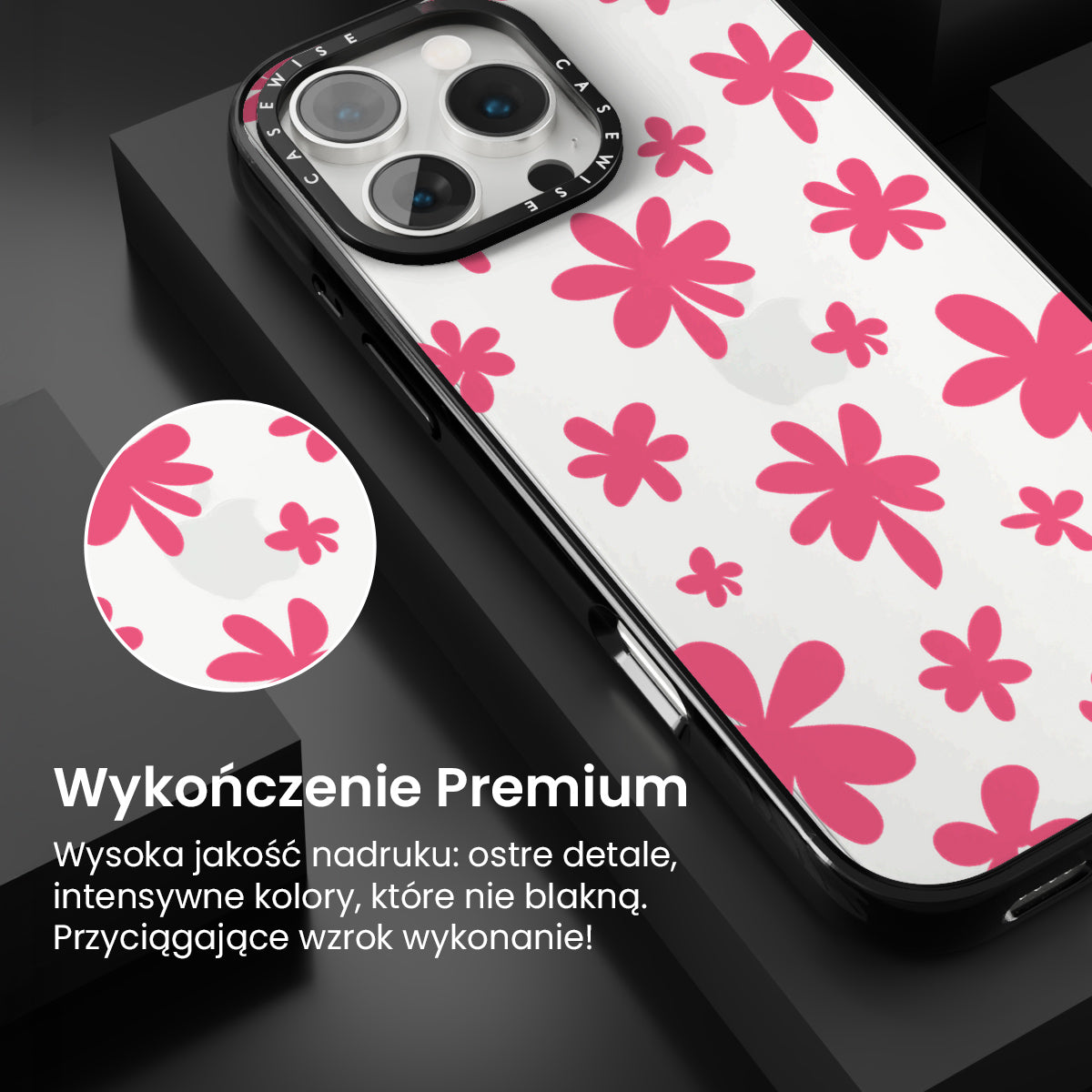Różowe plamki w kształcie kwiatów - Etui