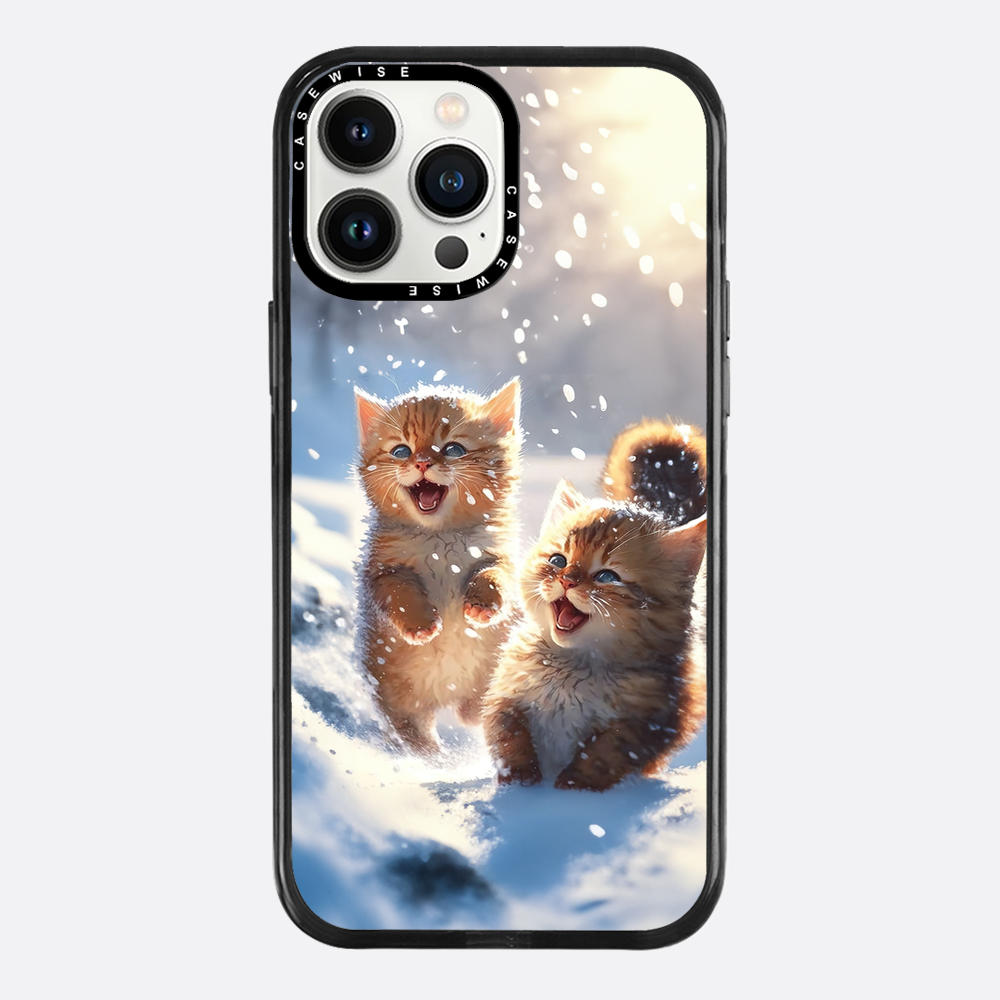 Cats playing in snow - Etui