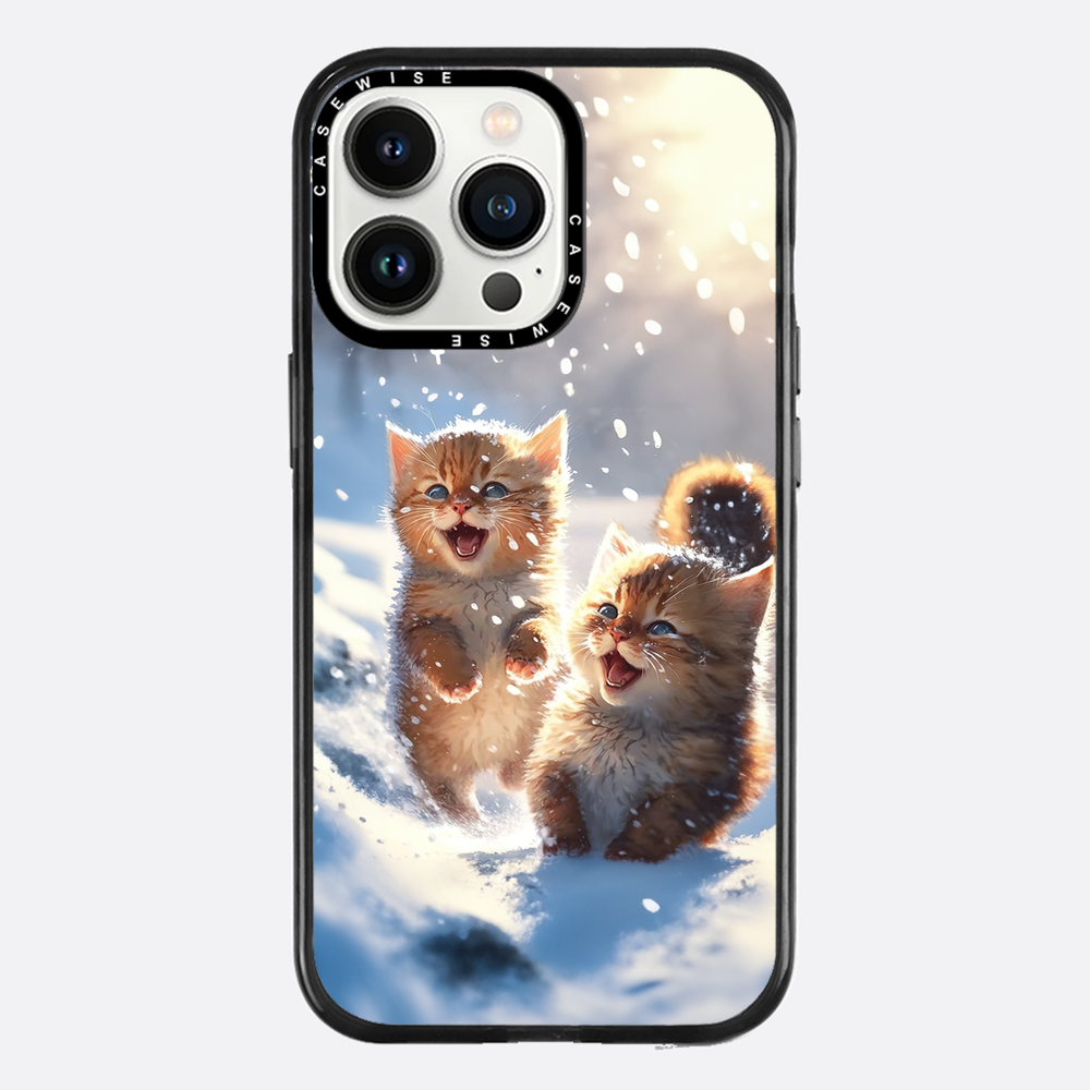Cats playing in snow - Etui