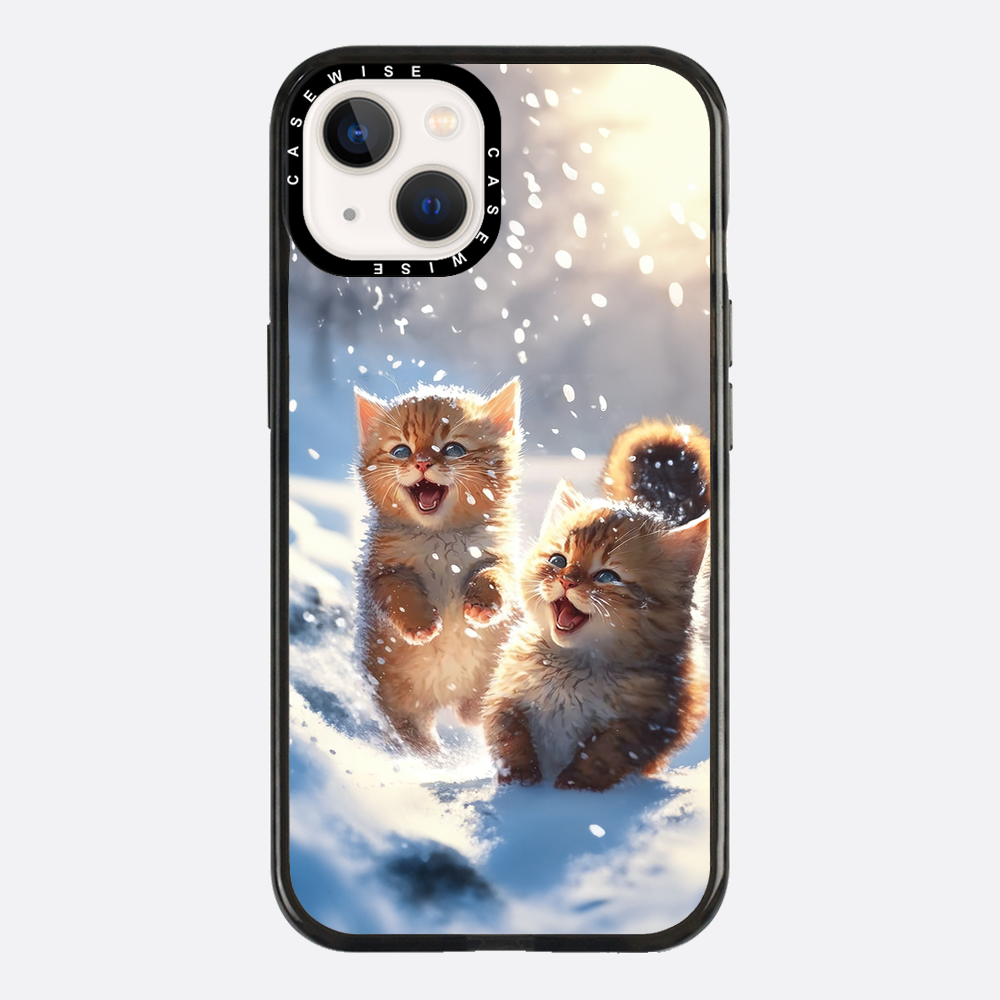 Cats playing in snow - Etui