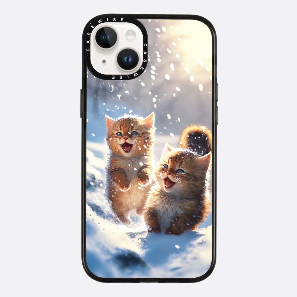Cats playing in snow - Etui