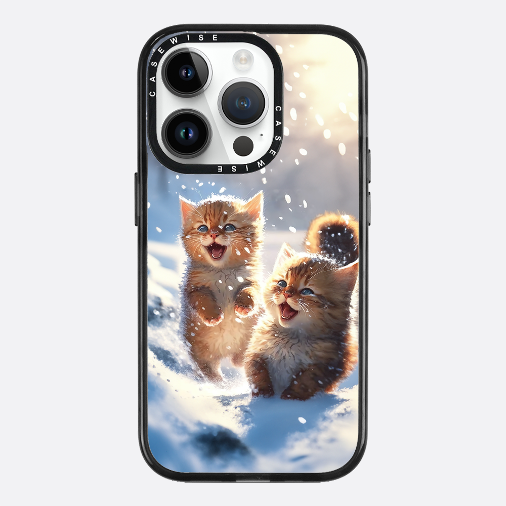Cats playing in snow - Etui