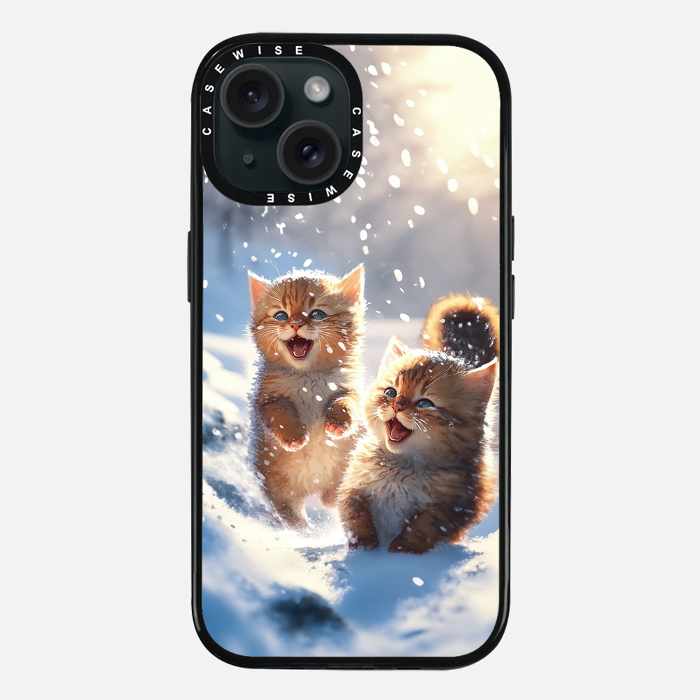 Cats playing in snow - Etui