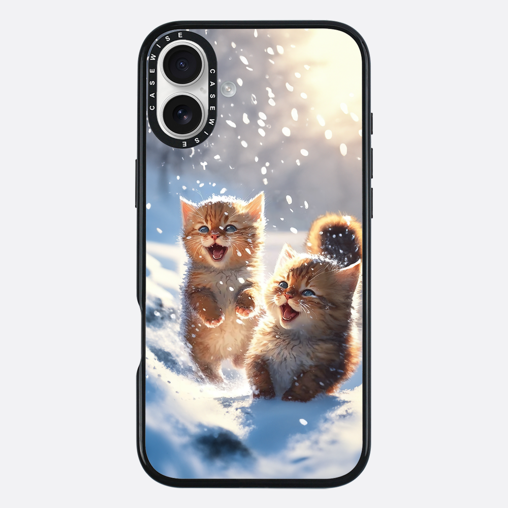 Cats playing in snow - Etui