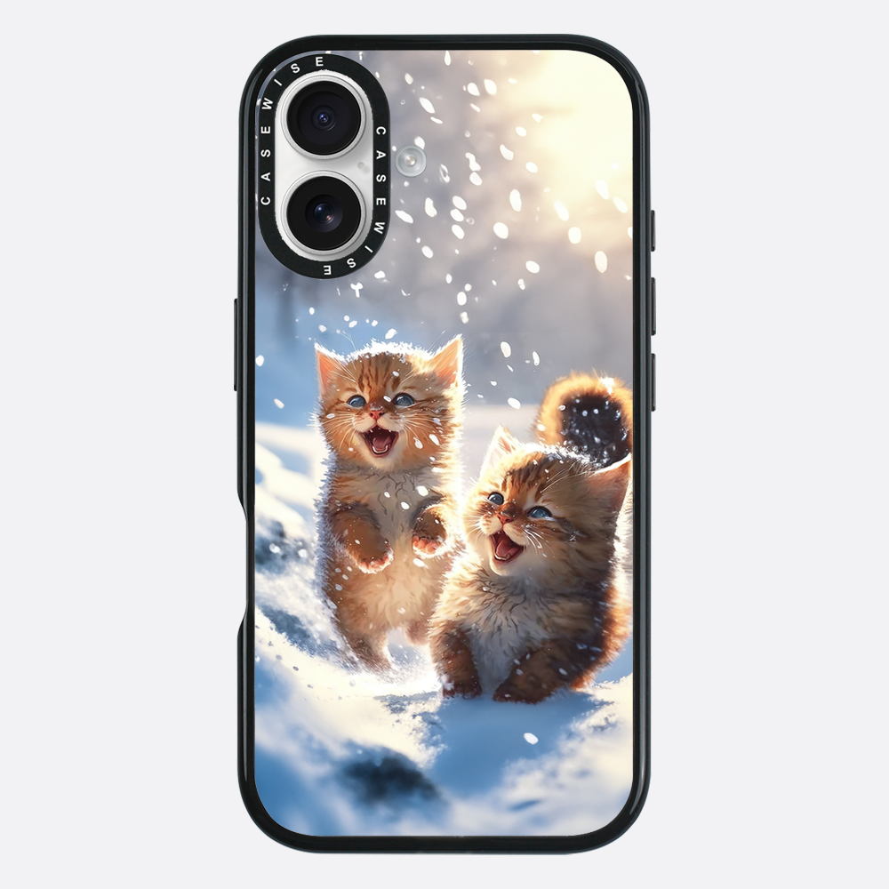 Cats playing in snow - Etui