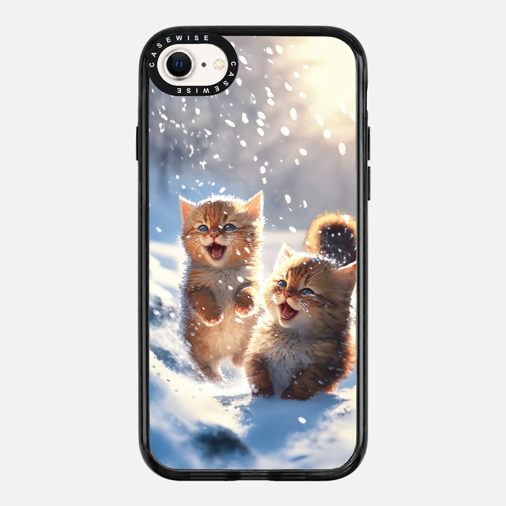 Cats playing in snow - Etui