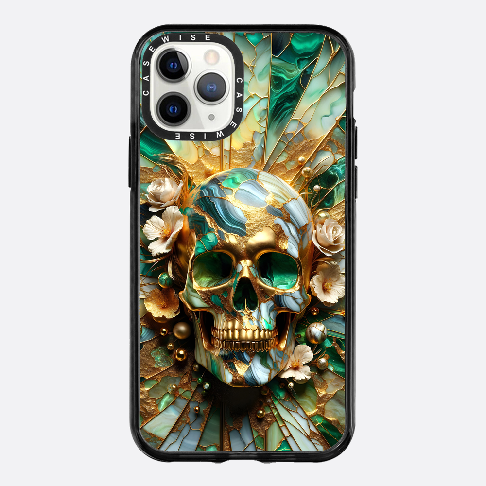 Abstract Floral Gold Skull - Etui