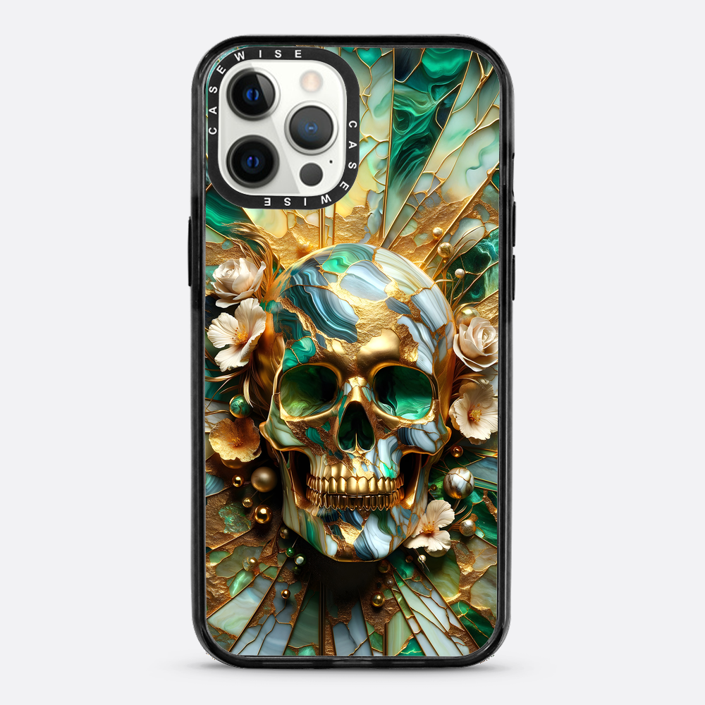 Abstract Floral Gold Skull - Etui