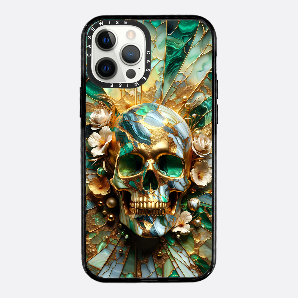 Abstract Floral Gold Skull - Etui