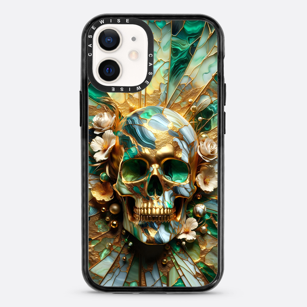 Abstract Floral Gold Skull - Etui