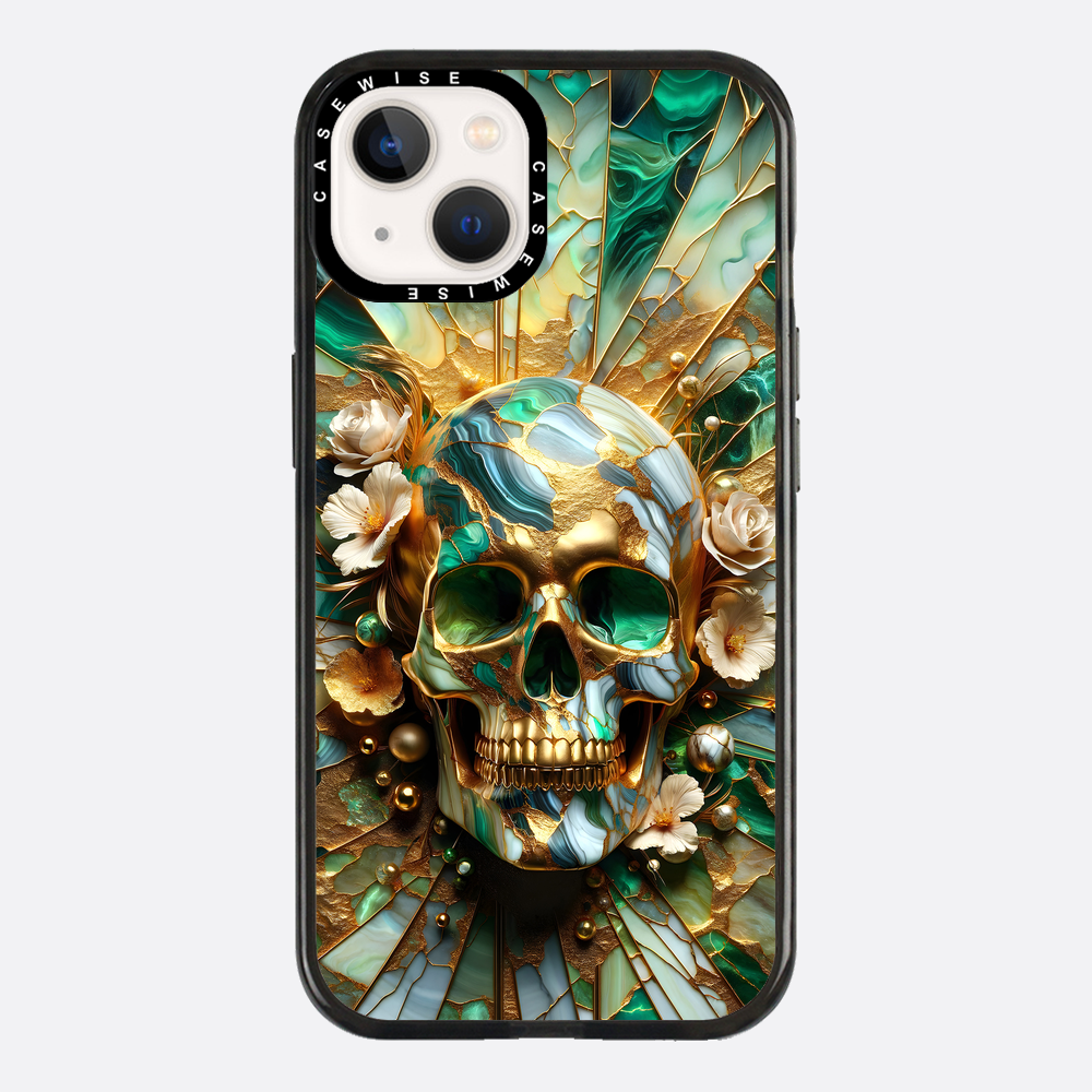 Abstract Floral Gold Skull - Etui