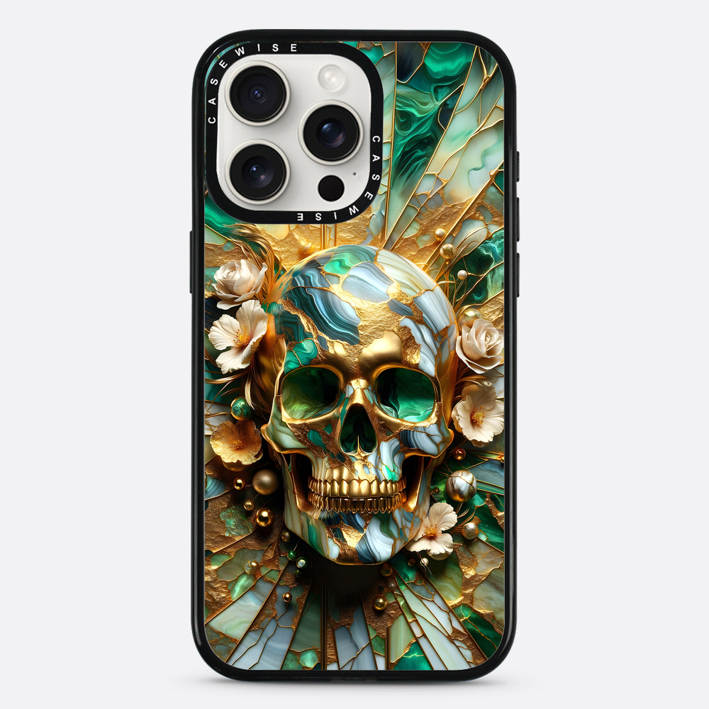 Abstract Floral Gold Skull - Etui