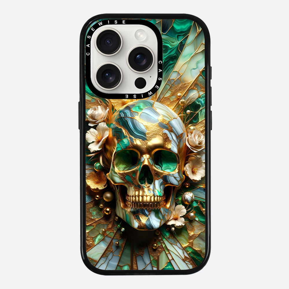Abstract Floral Gold Skull - Etui