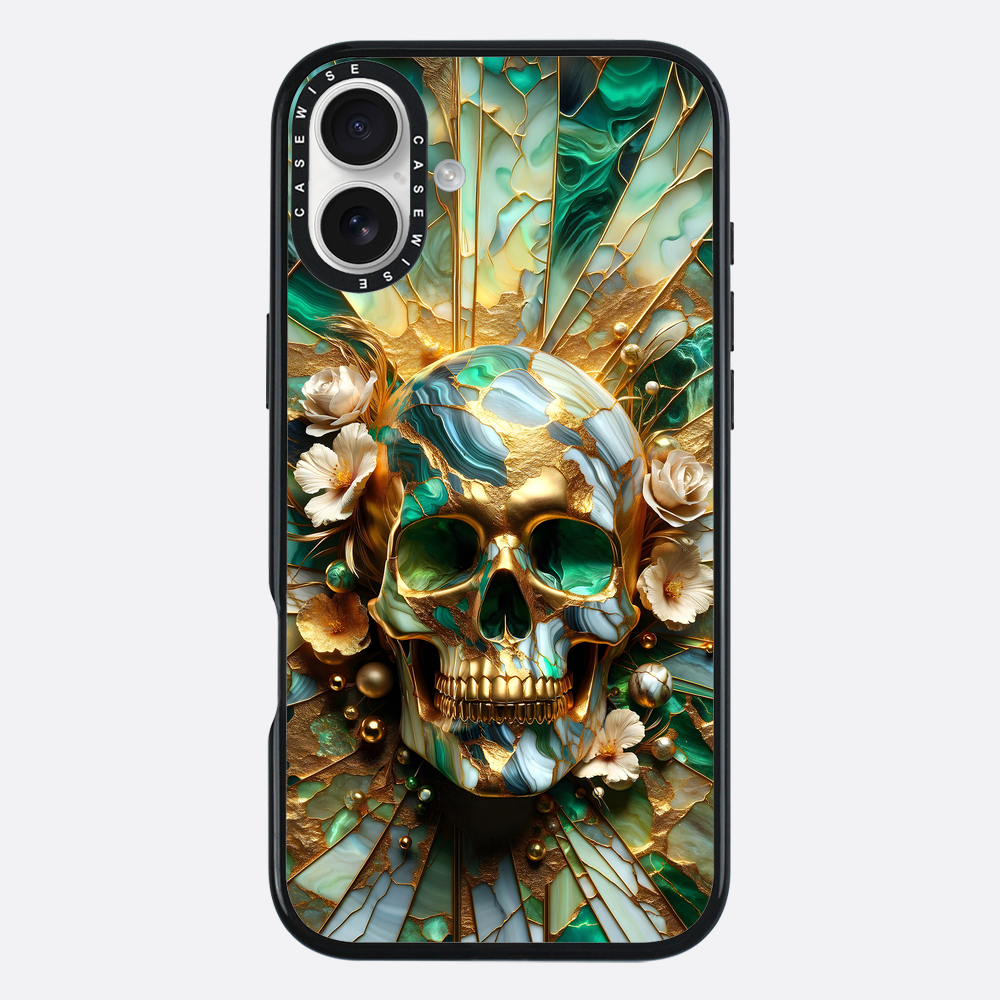 Abstract Floral Gold Skull - Etui