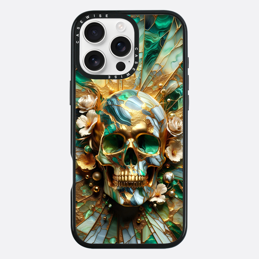 Abstract Floral Gold Skull - Etui