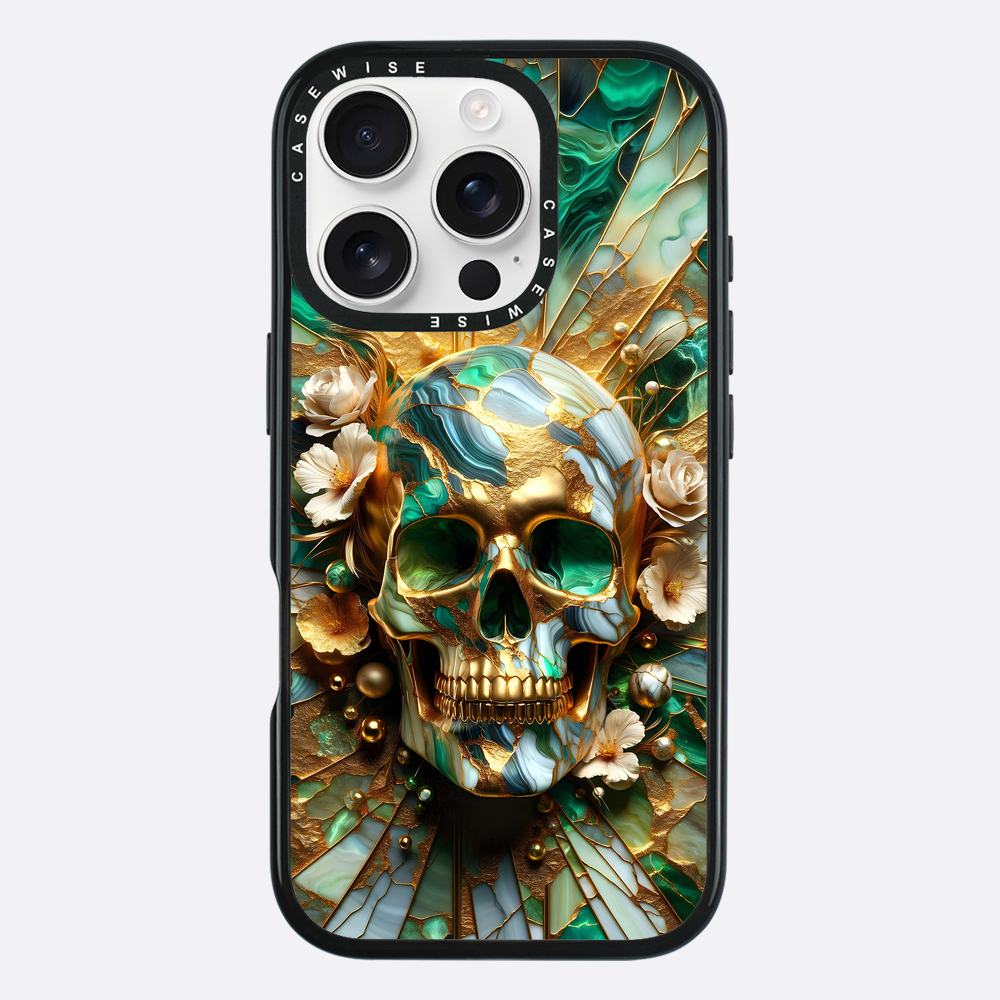 Abstract Floral Gold Skull - Etui