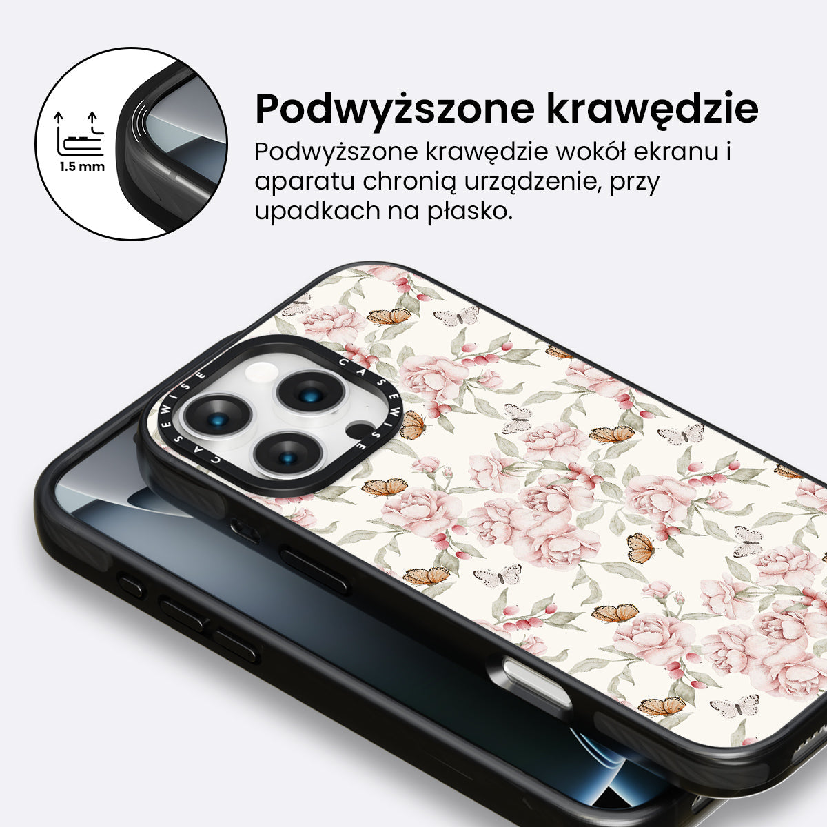 Różany ogród kremowy - Etui