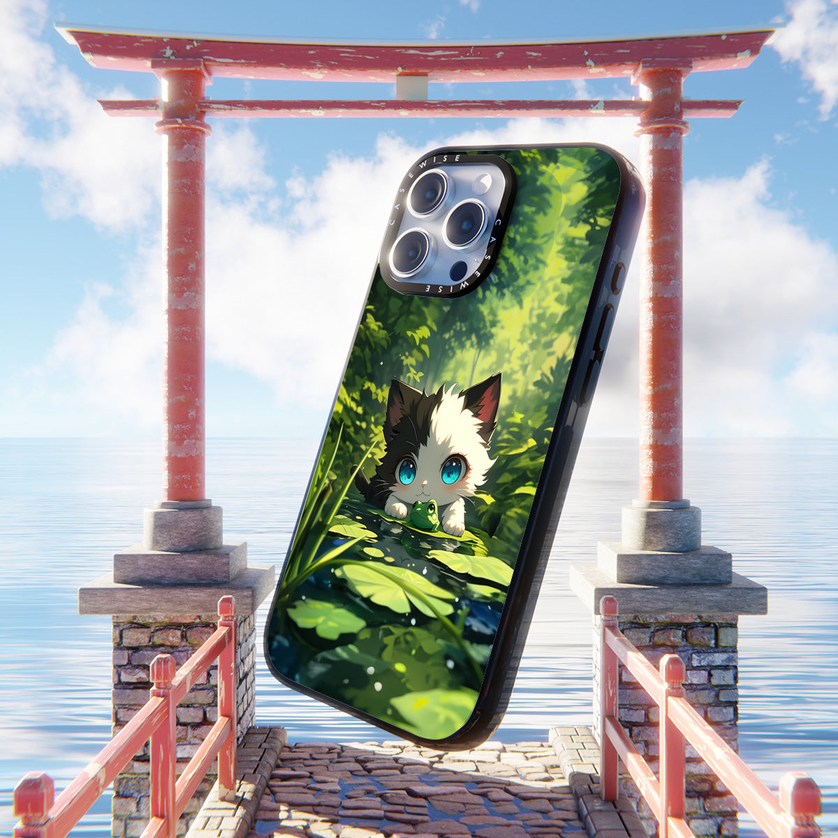 Cute Cat with Frog - Etui