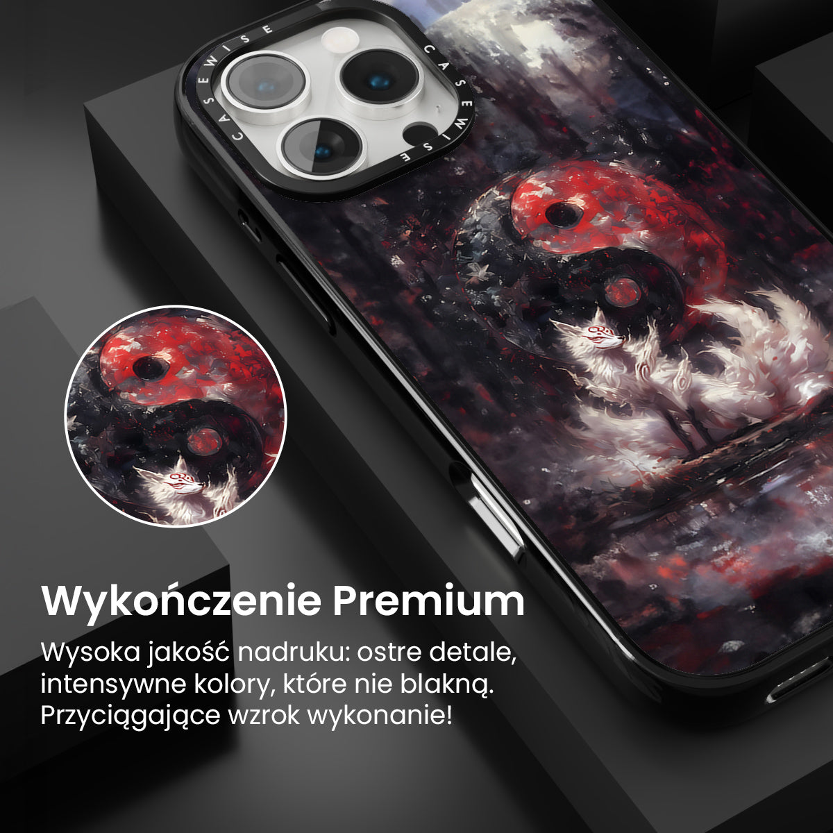 Kitsune Yin i Yang Malowanie - Etui