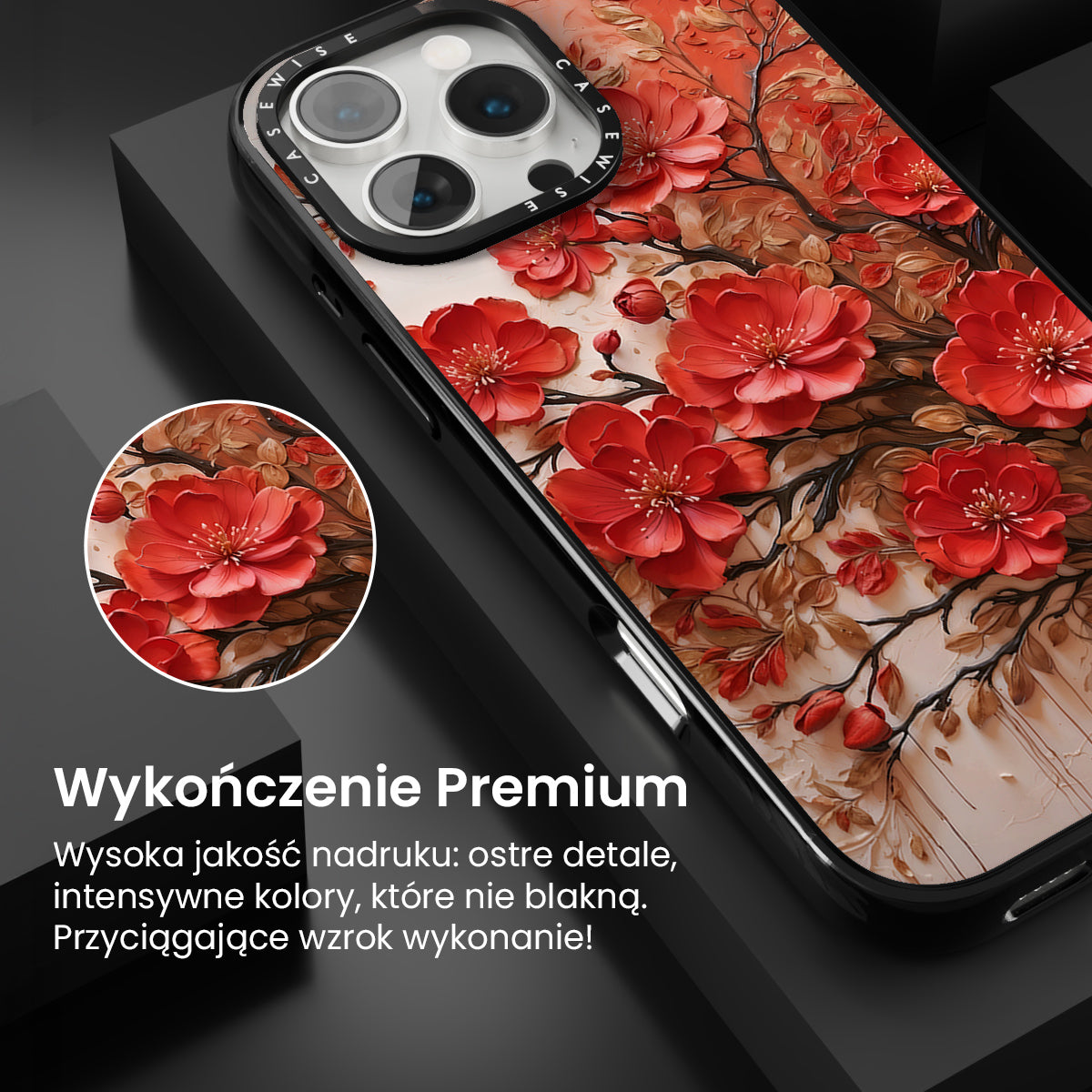 Czerwone Abstrakcyjne Kwiatki - Etui