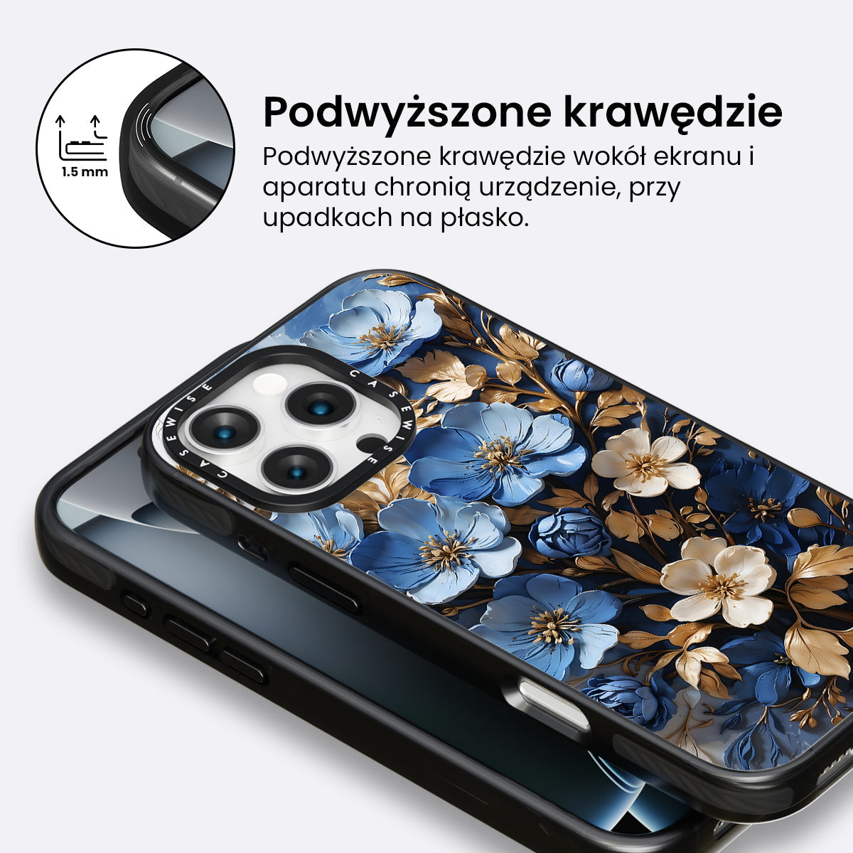 Błękitny Bukiet Kwiatów - Etui