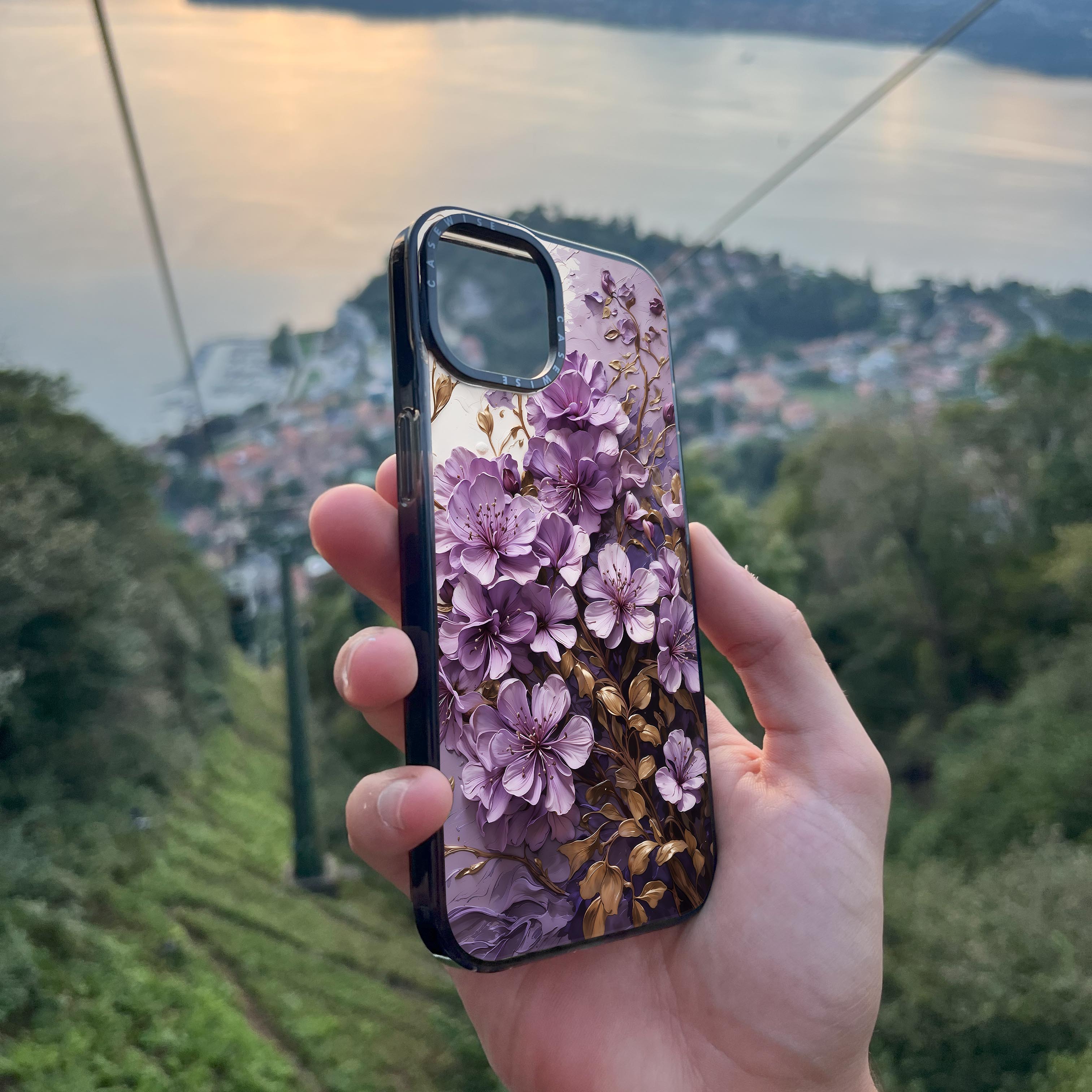 Fioletowe Kwiaty Impasto - Etui